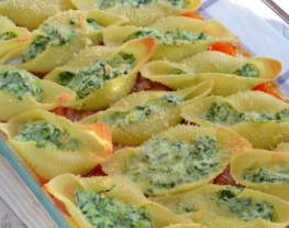 receptenvandaag gevulde pastaschelpen met spinazie