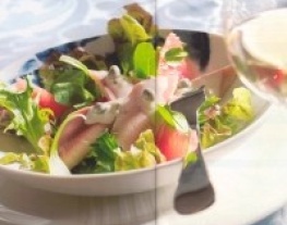 salade met gerookte forel en rode grapefruit