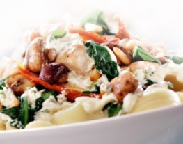 recepten vandaag pasta met kip, spinazie, champignons 1377