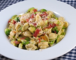 receptenvandaag orecchiette met spruitjes en pancetta