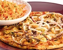 5 vispizza met zalm en mosselen