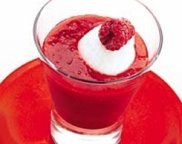 2 frambozensmoothie met citroensorbetijs
