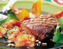 12 gegrilde hertenbiefstuk uit tabasco