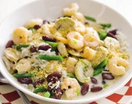 recepten vandaag rijst met gambas limoen en champignonsaus