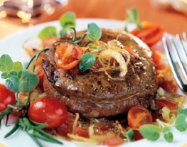 12 steak filets met witte wijn en uien