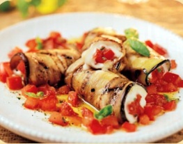 19 rolletjes van mozzarella en aubergine