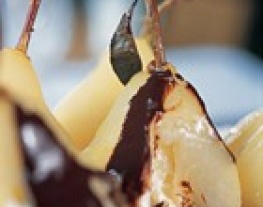 recept gevulde peren chocoladesaus